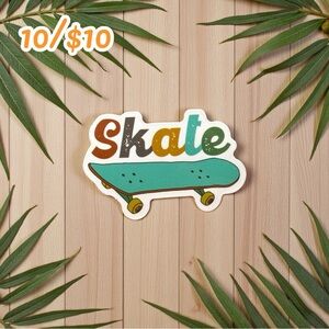 Retro Skateboard Sticker – Colorful “Skate” Vinyl Decal